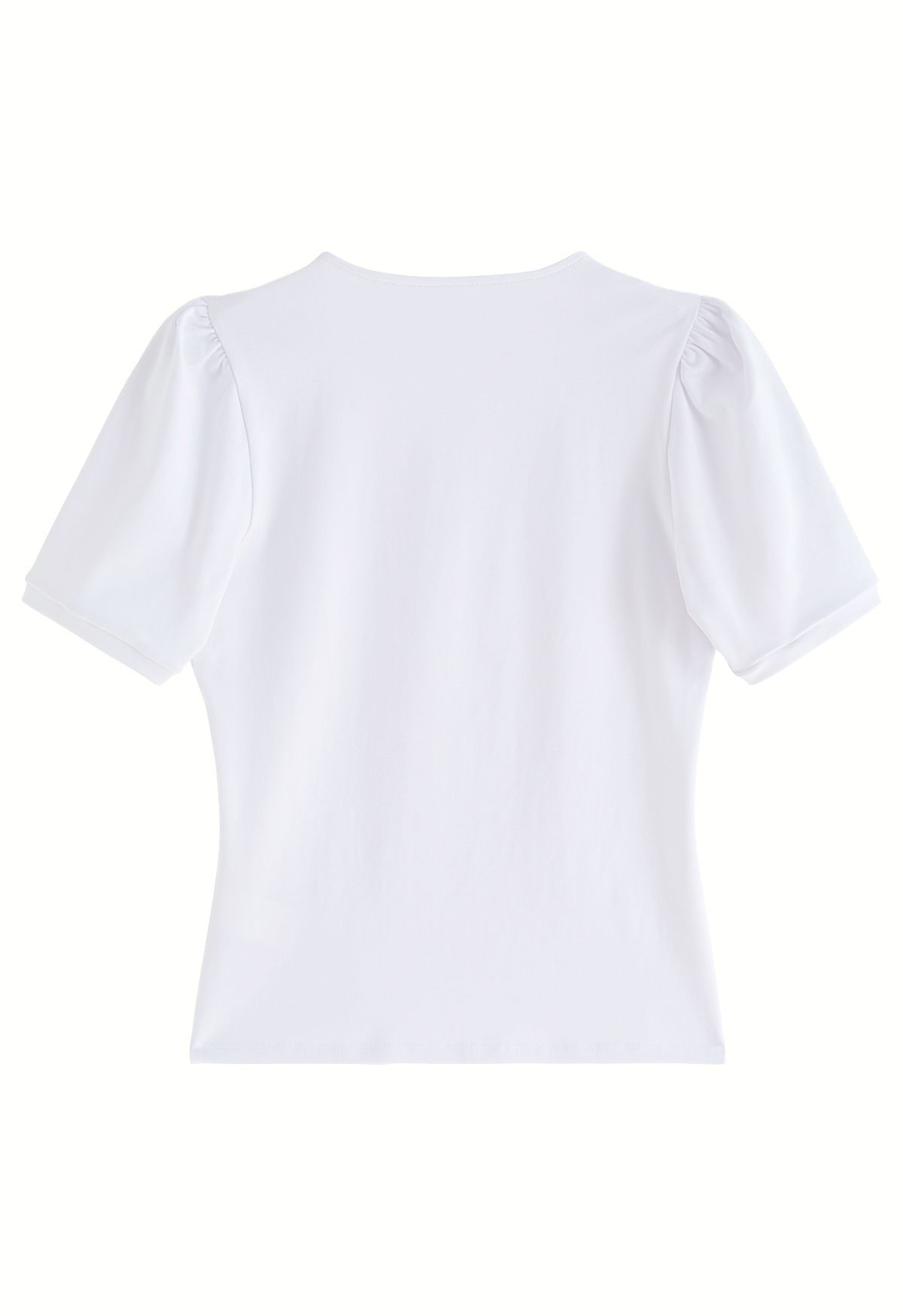 T-shirt à encolure carrée et épaules bouffantes en blanc