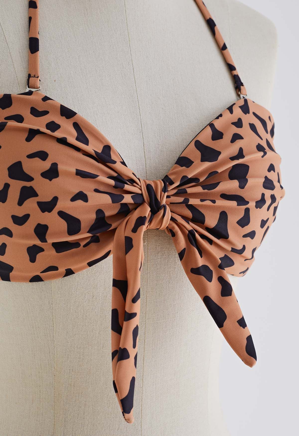 Ensemble de bikini nœud papillon imprimé tigre sauvage