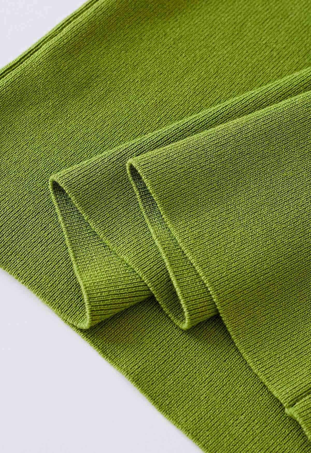 Robe moulante en tricot à encolure crantée en citron vert
