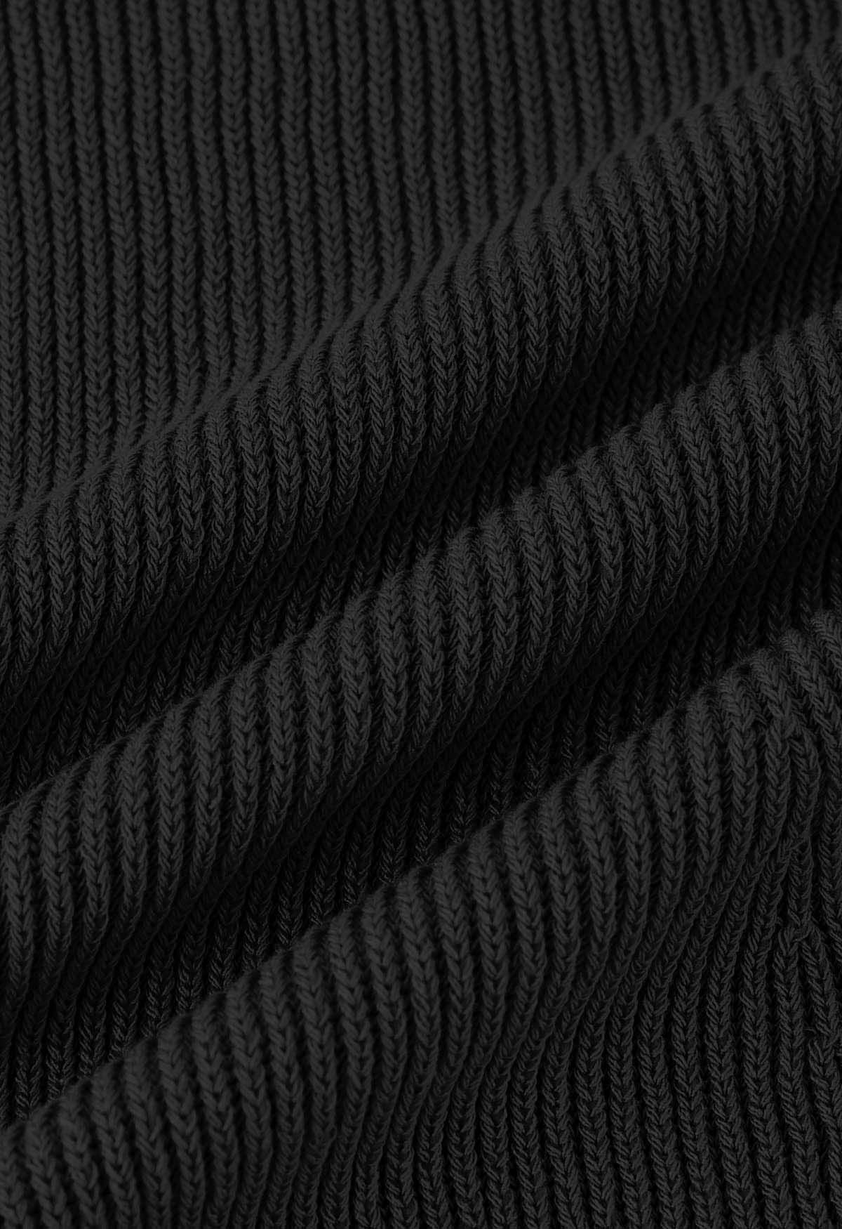 Haut en tricot ajusté à col large en forme de U en noir