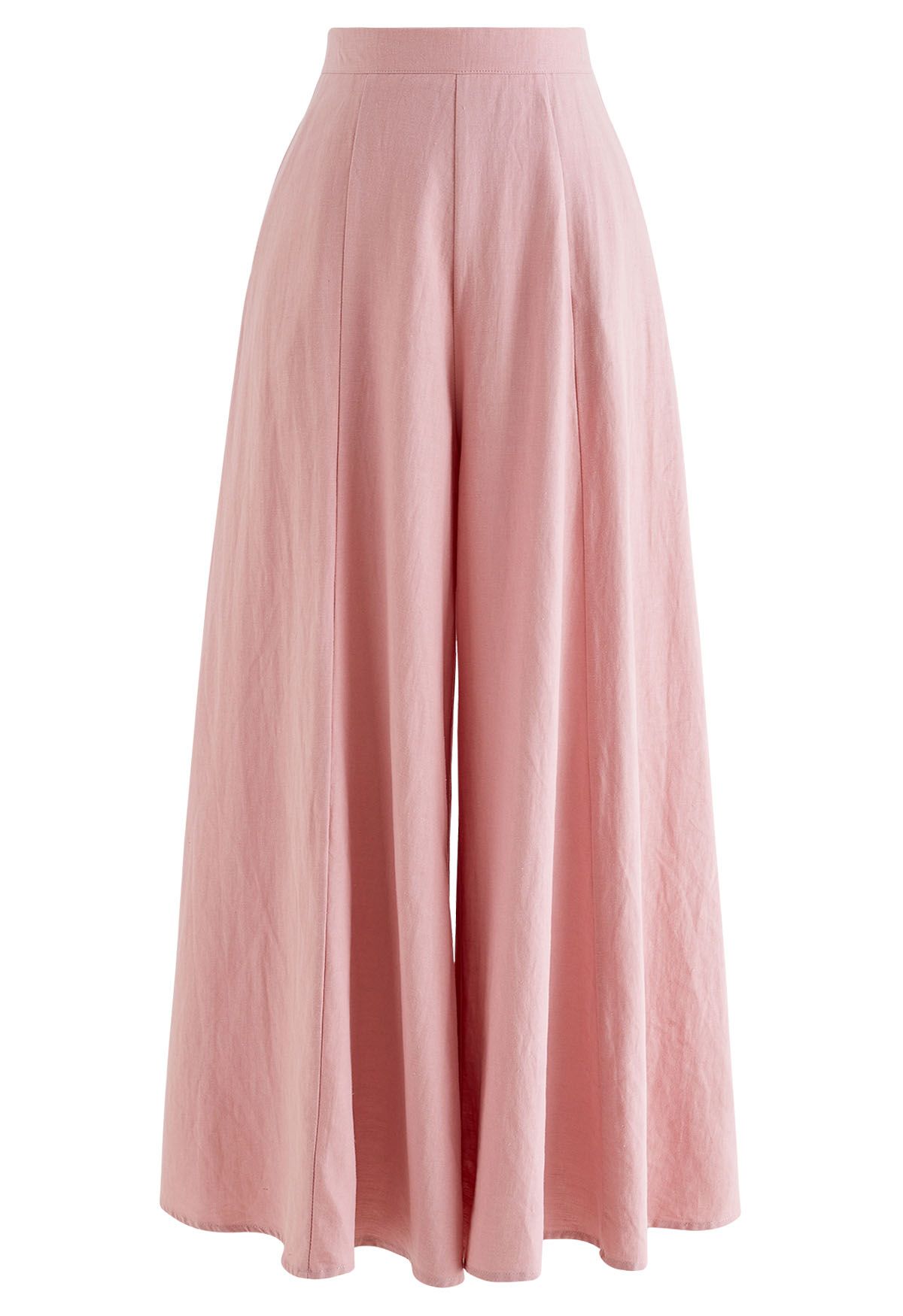 Pantalon court large en coton doux rose