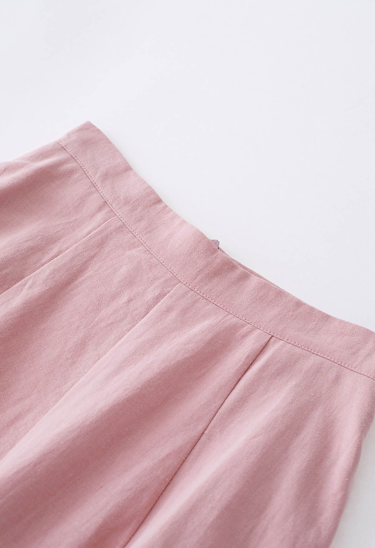 Pantalon court large en coton doux rose