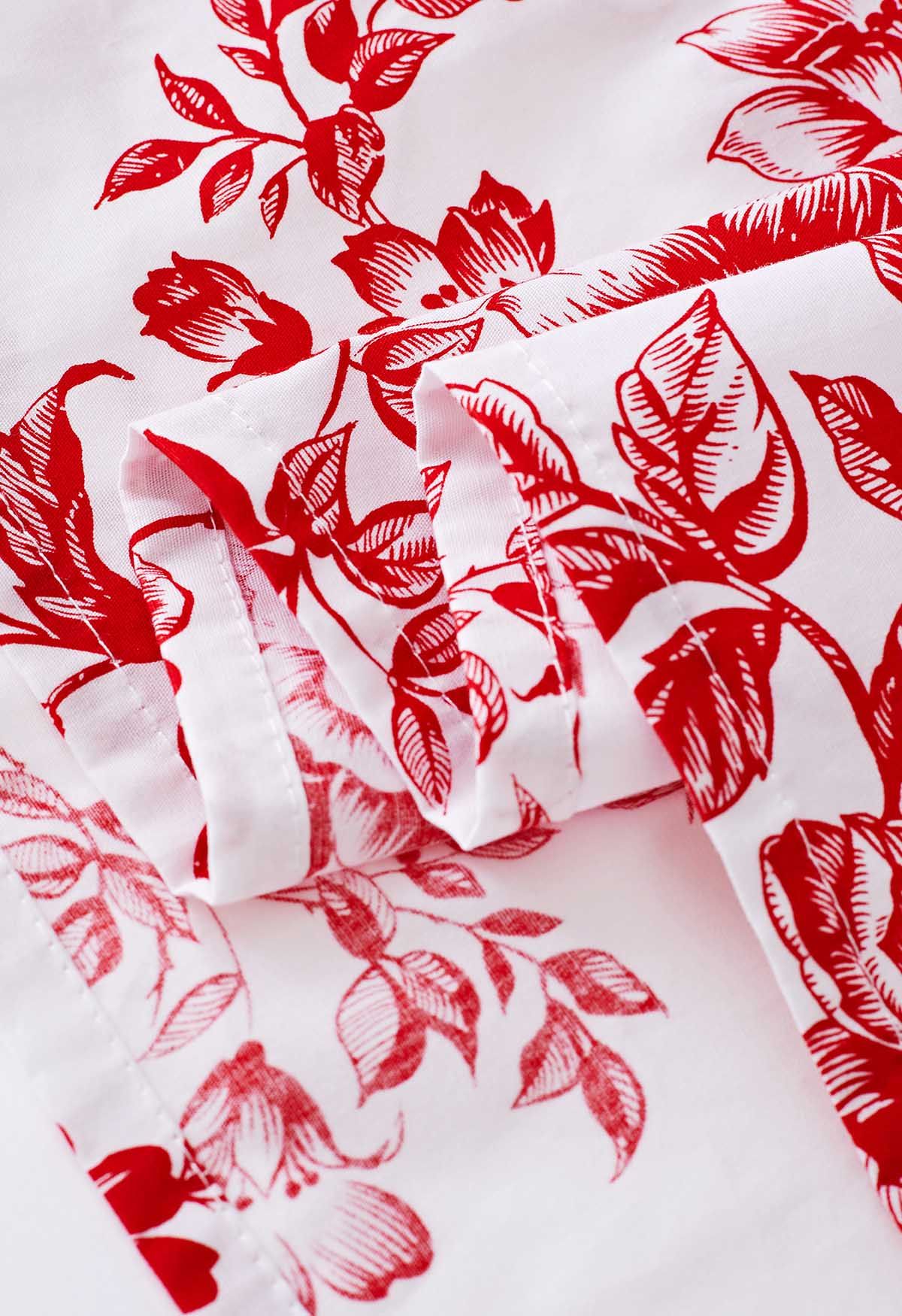 Robe maxi imprimée fleur rouge exubérante