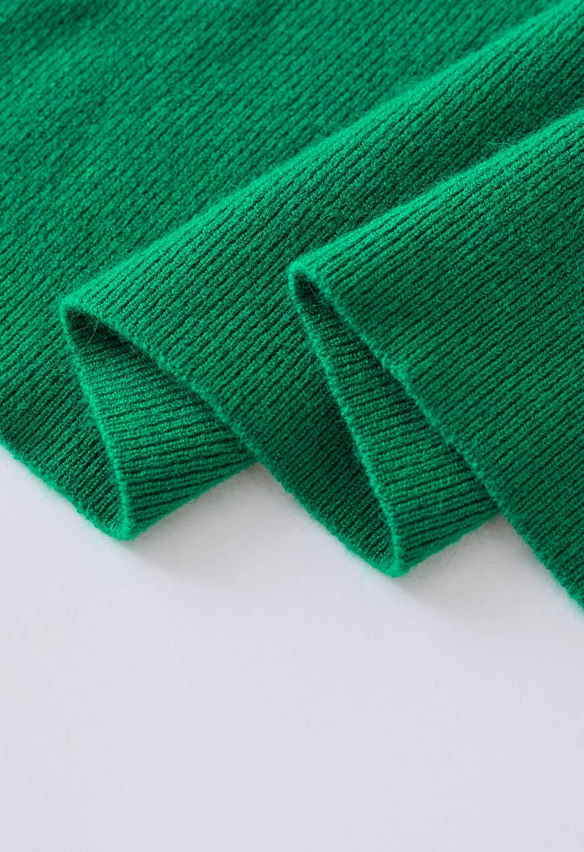 Robe moulante en maille fendue sur le devant en vert