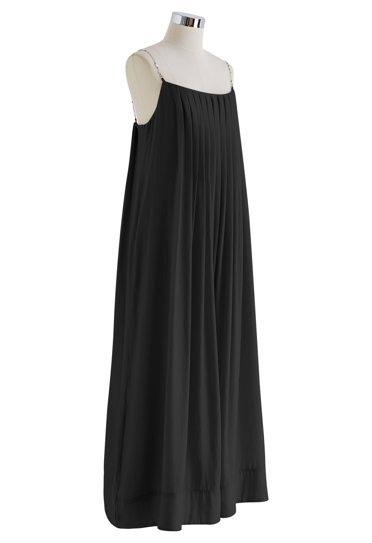 Breezy Robe longue caraco à chaîne plissée en noir