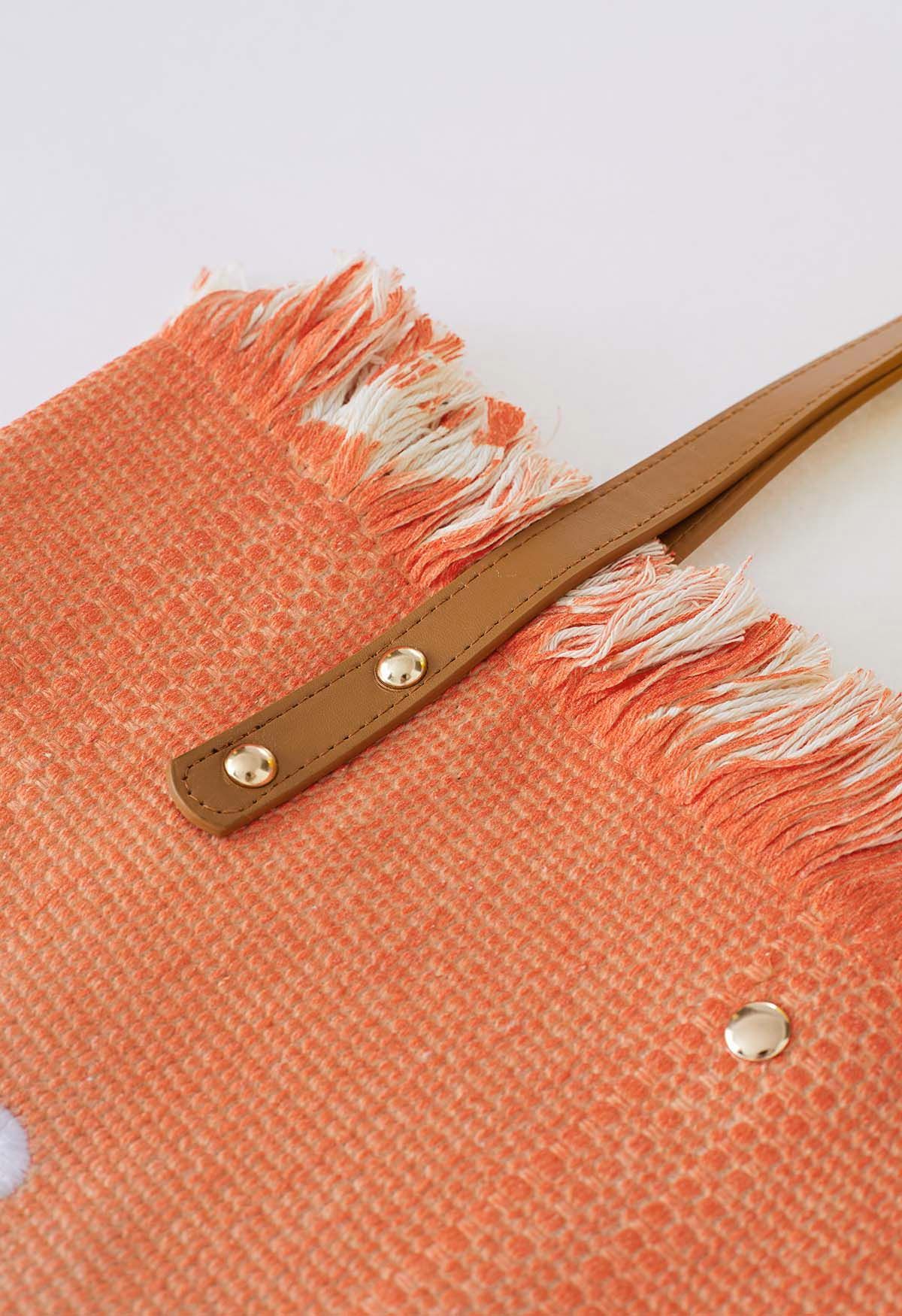 Sac fourre-tout en toile bicolore Summer Vibes en orange