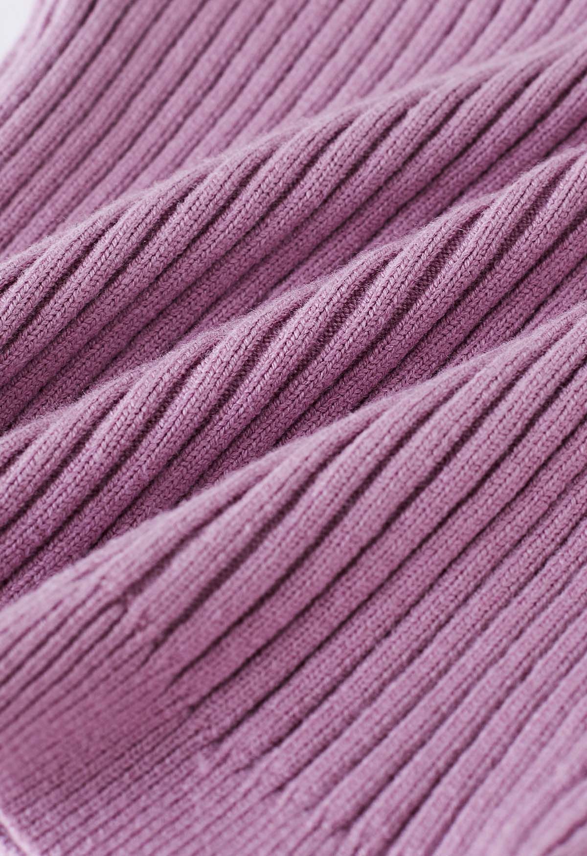 Crop top tube en tricot côtelé torsadé sur le devant en lilas
