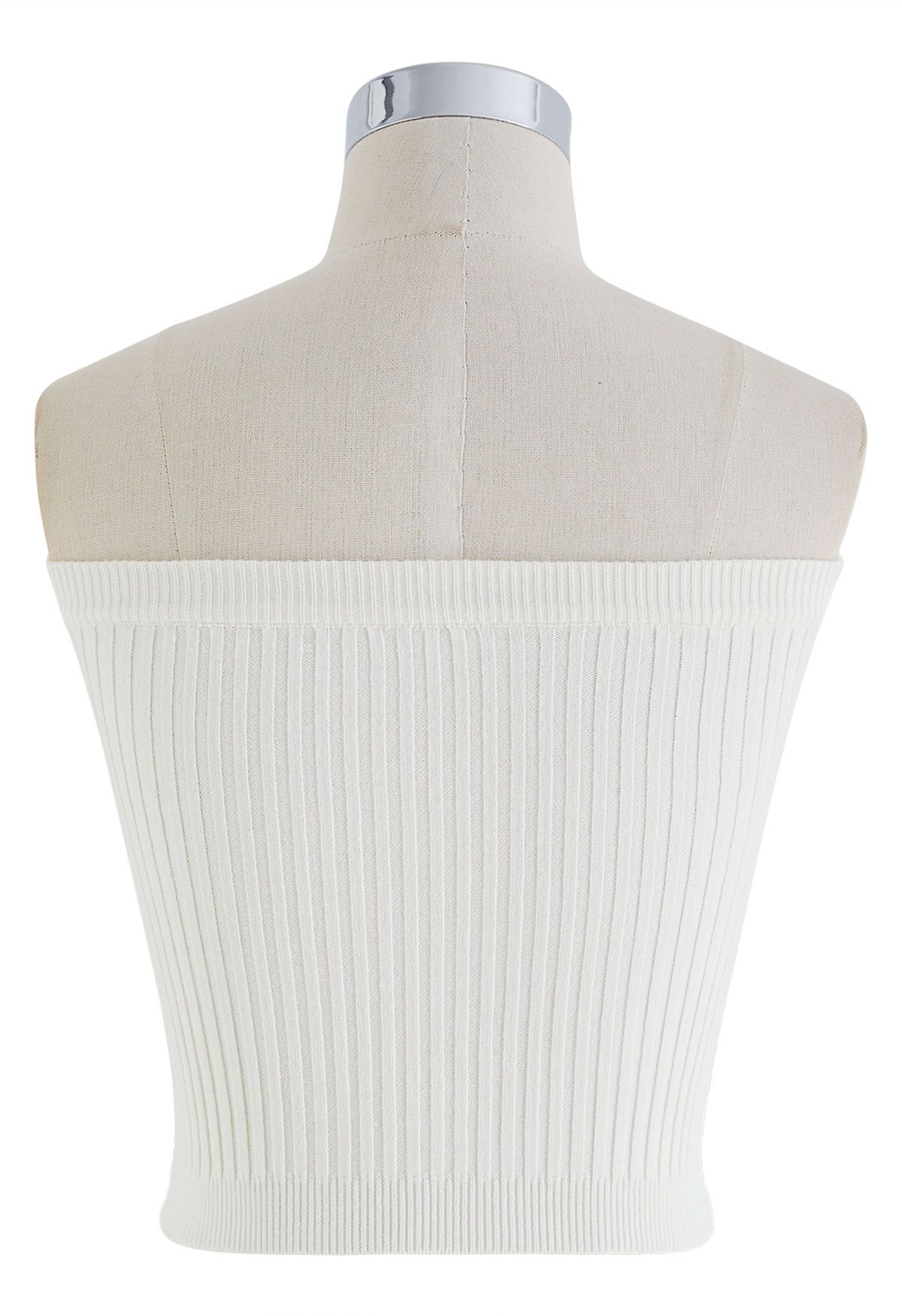 Crop top tube en tricot côtelé torsadé sur le devant en blanc