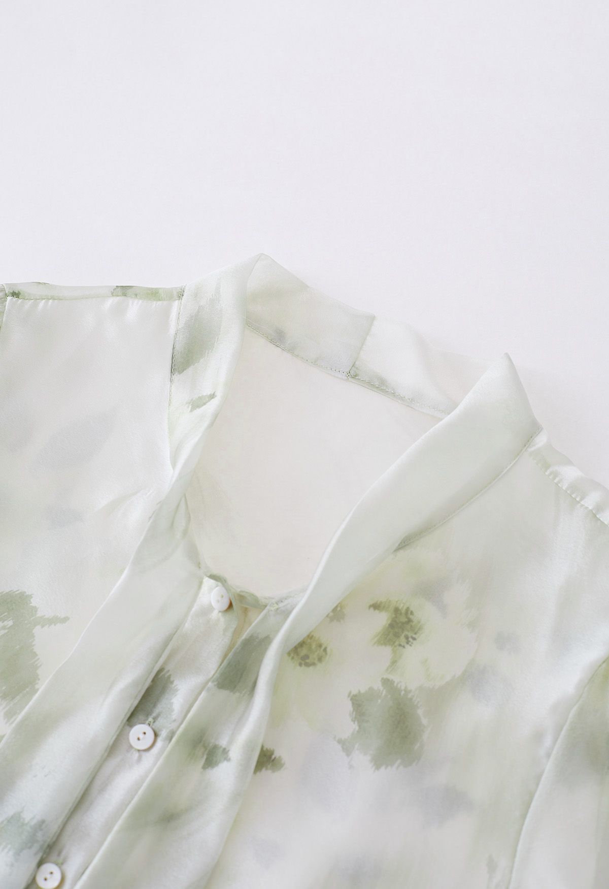 Chemise transparente Bowknot à fleurs aquarelle en vert