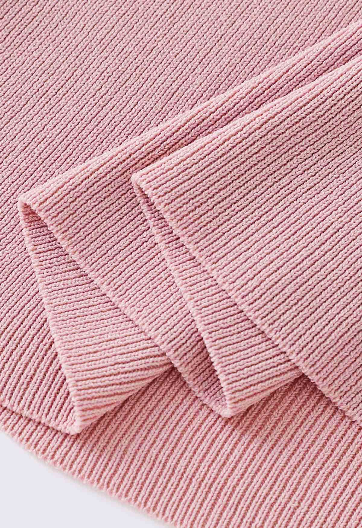 Robe moulante en maille à bretelles asymétriques en rose