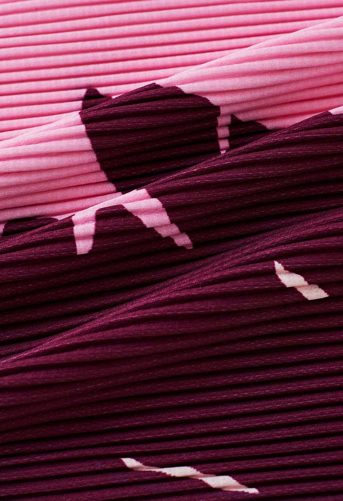 Jupe crayon plissée à imprimé palmiers tropicaux