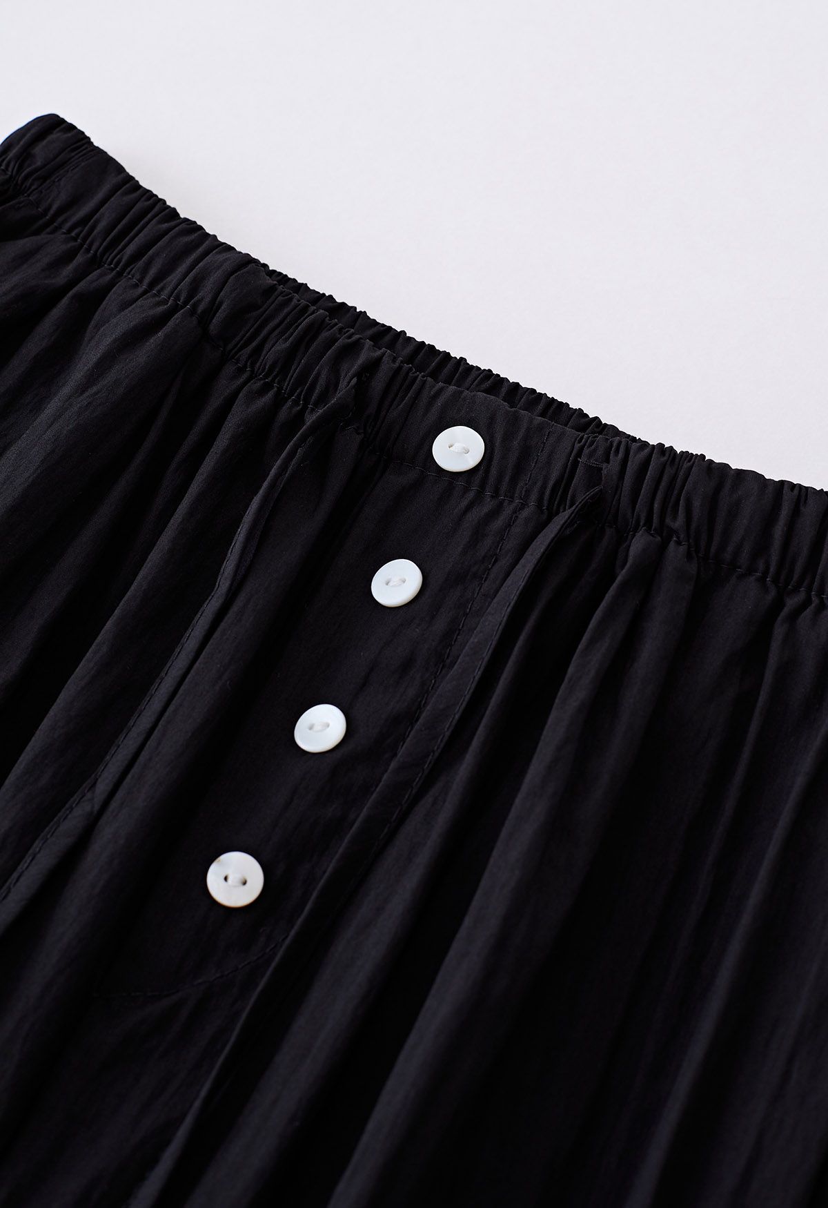 Pantalon droit à taille élastique avec cordon de serrage en noir