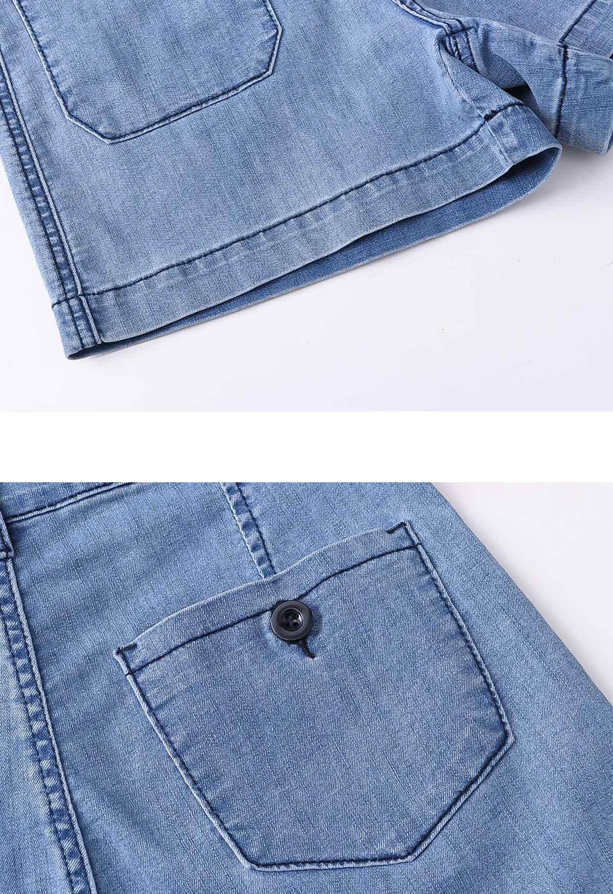 Short en jean avec poches plaquées