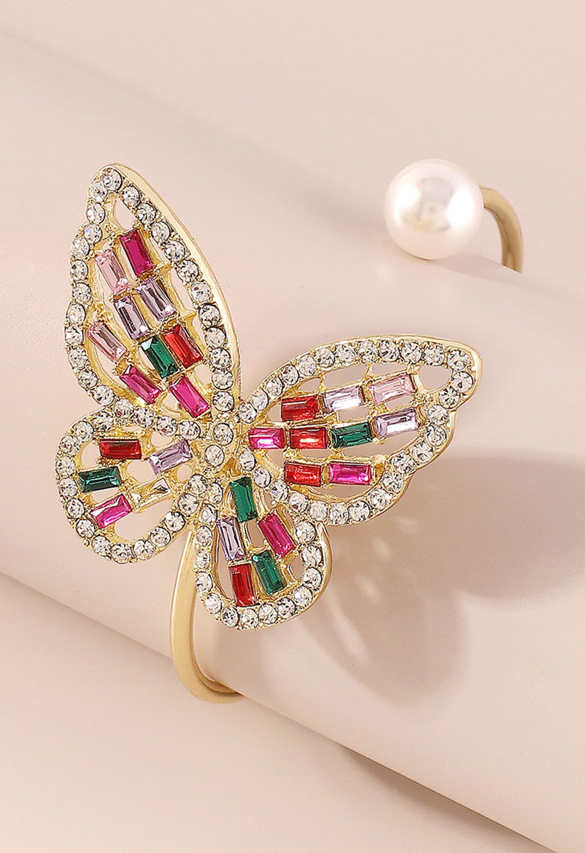 Bracelet jonc perle papillon évidé en multicolore
