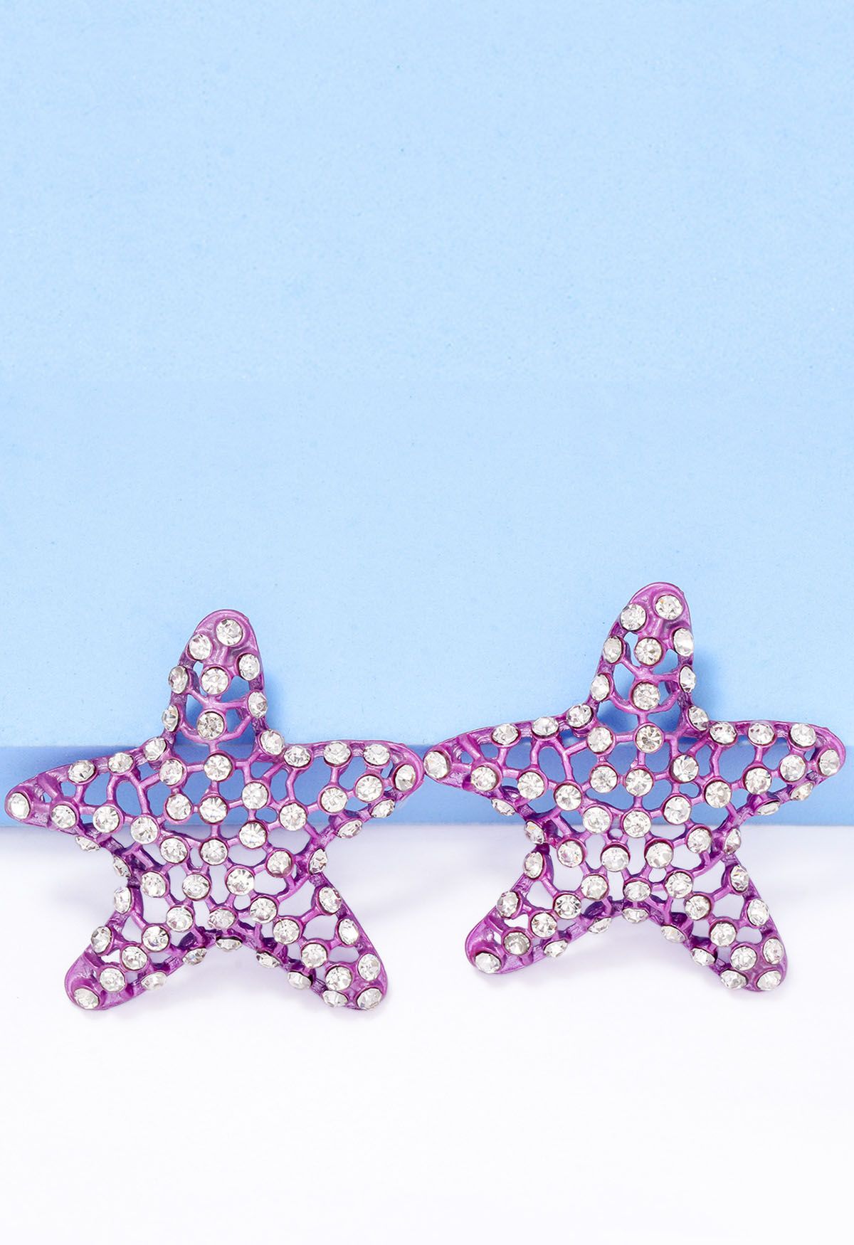 Boucles d'oreilles étoile de mer creuses en zircon violet