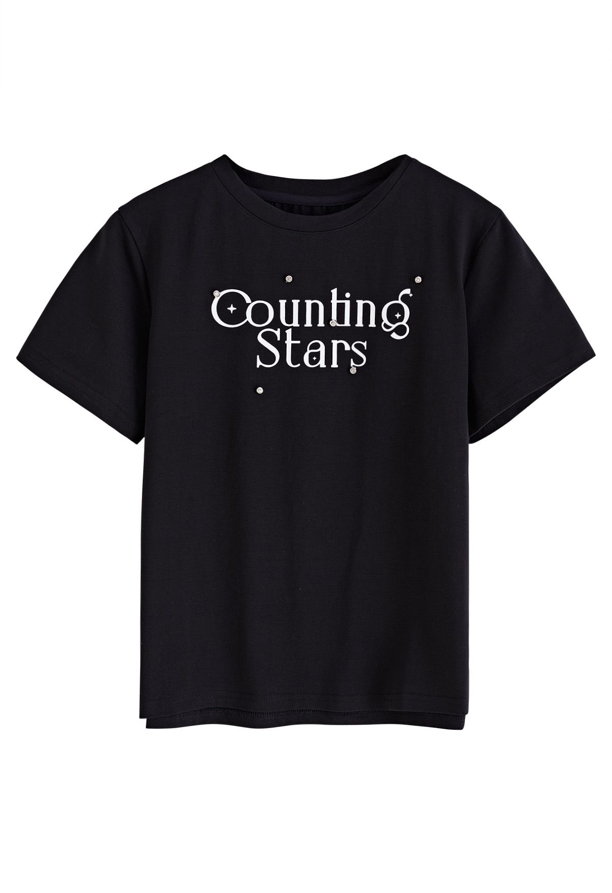 T-shirt ras du cou imprimé Counting Stars en noir