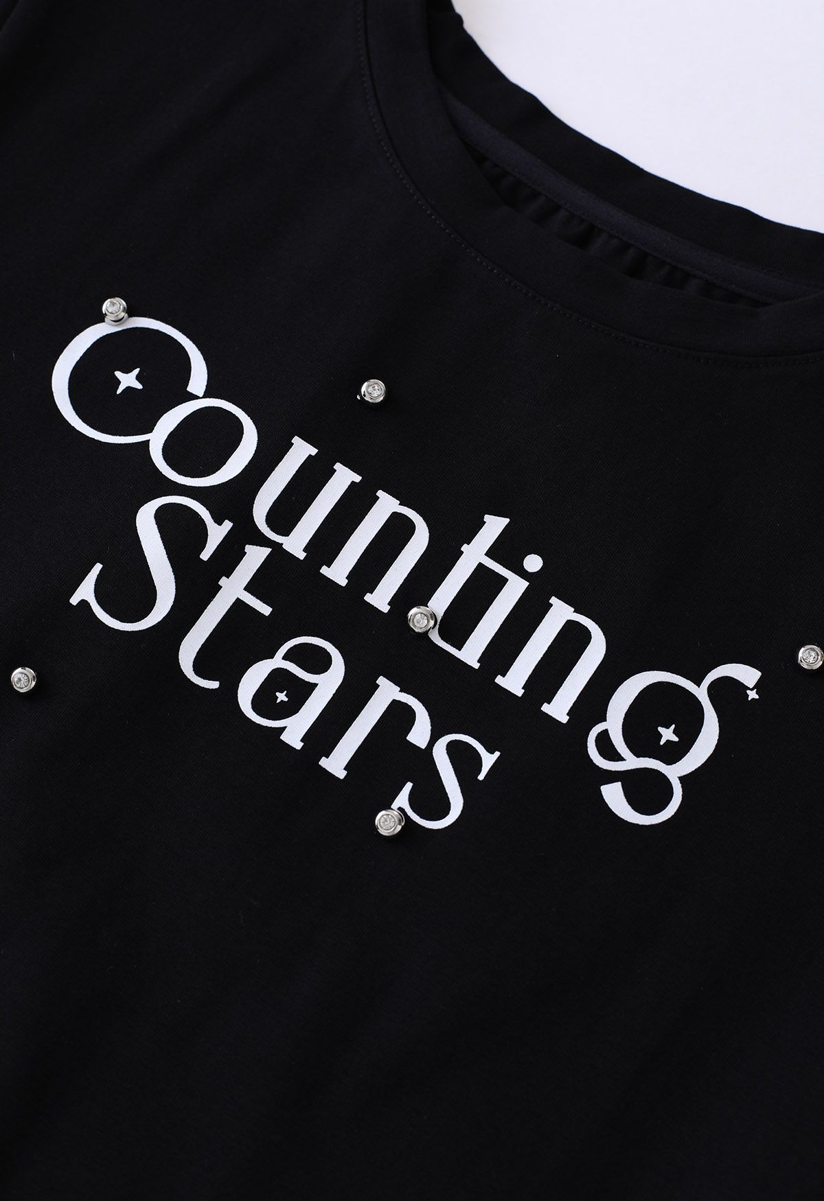 T-shirt ras du cou imprimé Counting Stars en noir