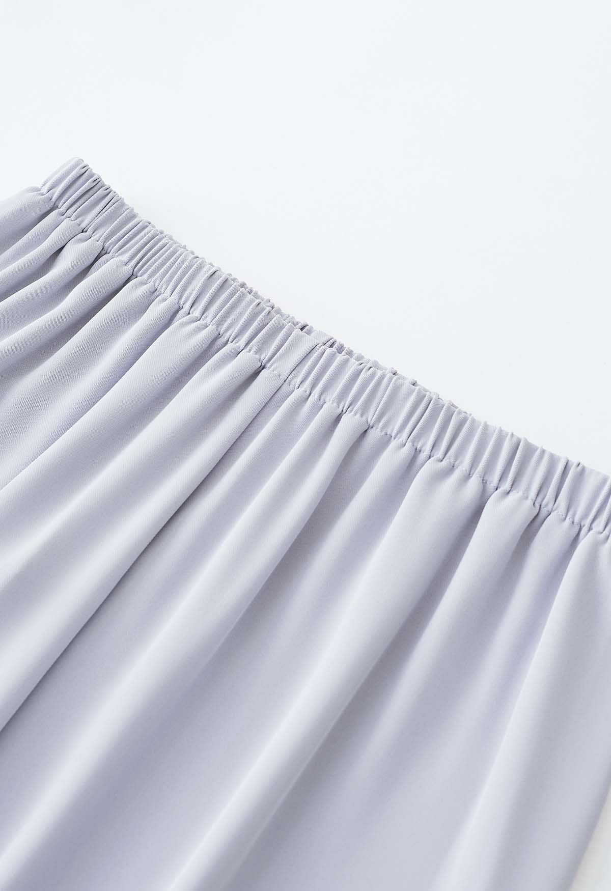 Pantalon à enfiler en satin lisse lavande