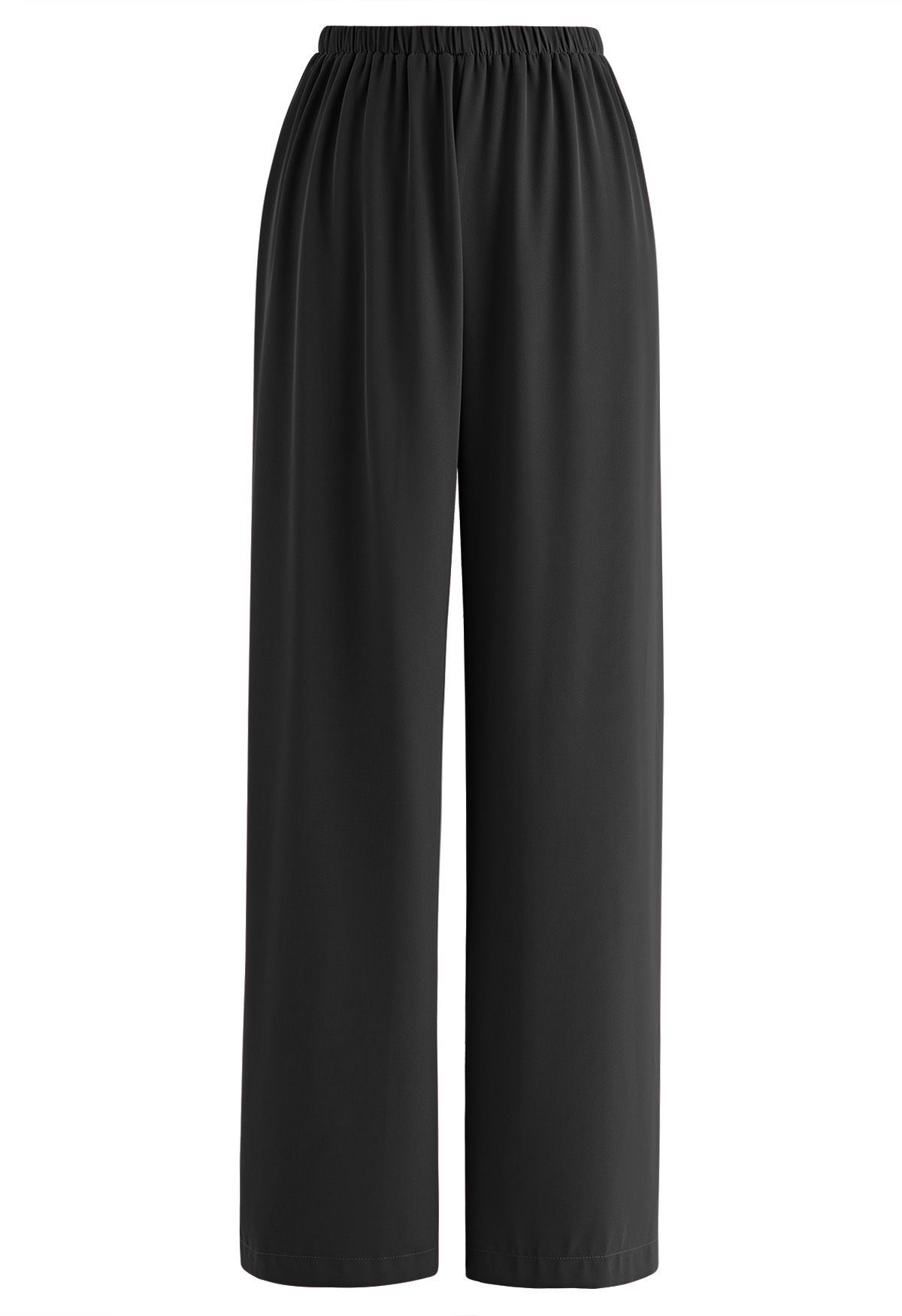 Pantalon à enfiler en satin lisse noir