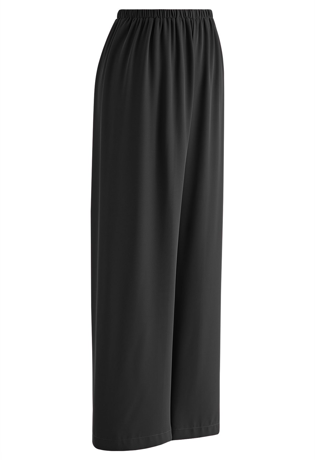 Pantalon à enfiler en satin lisse noir