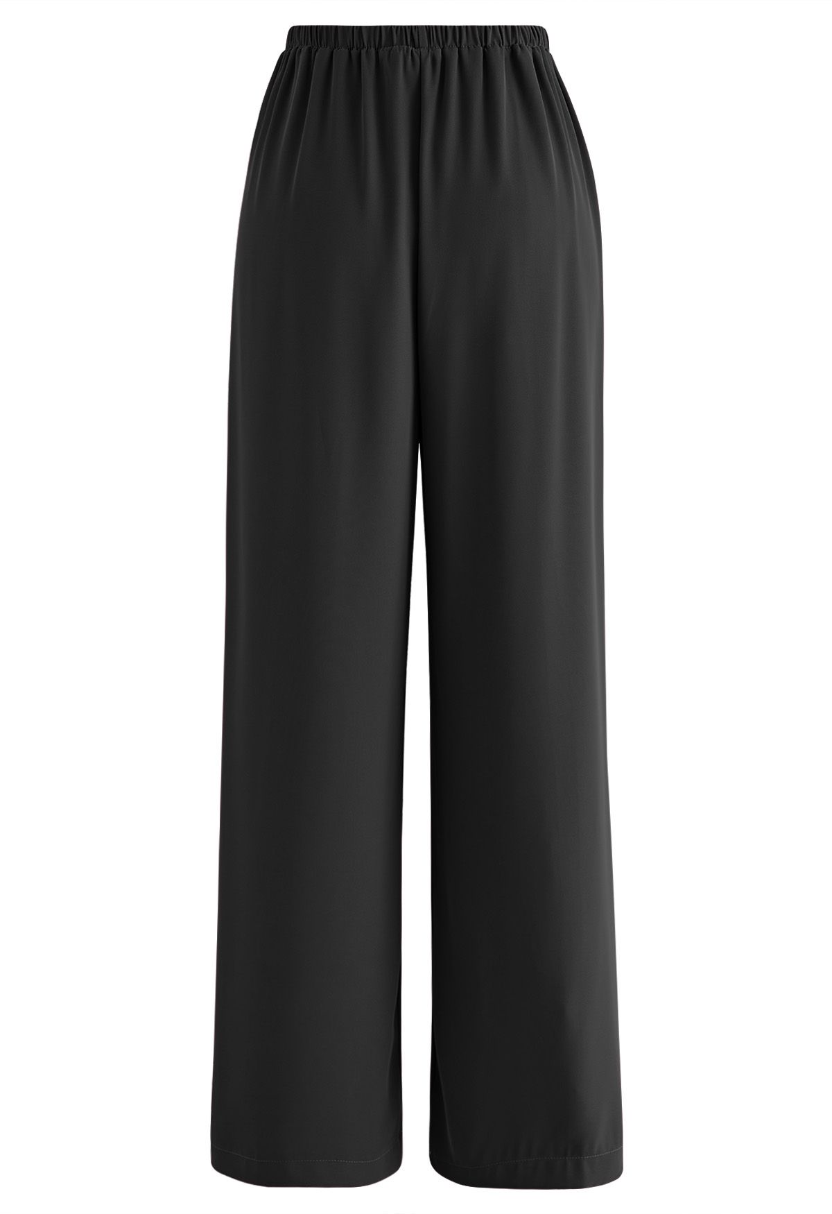 Pantalon à enfiler en satin lisse noir