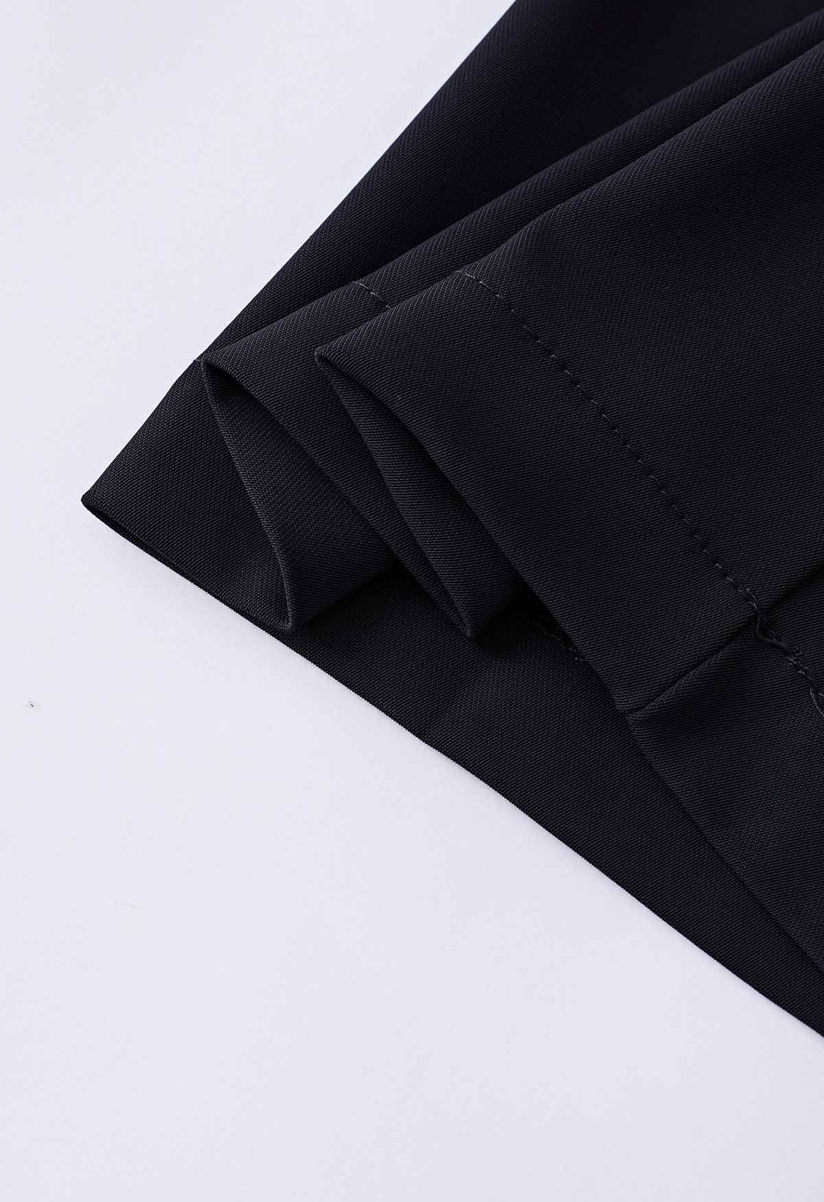 Pantalon à enfiler en satin lisse noir