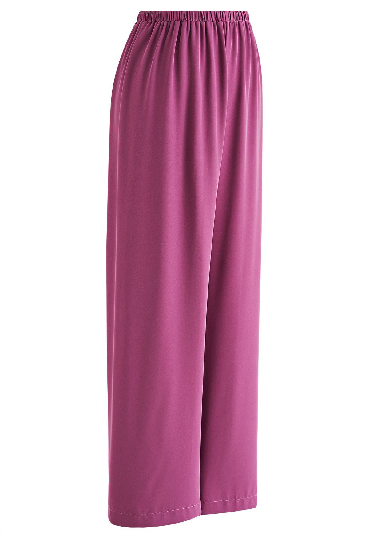 Pantalon à enfiler en satin lisse en magenta