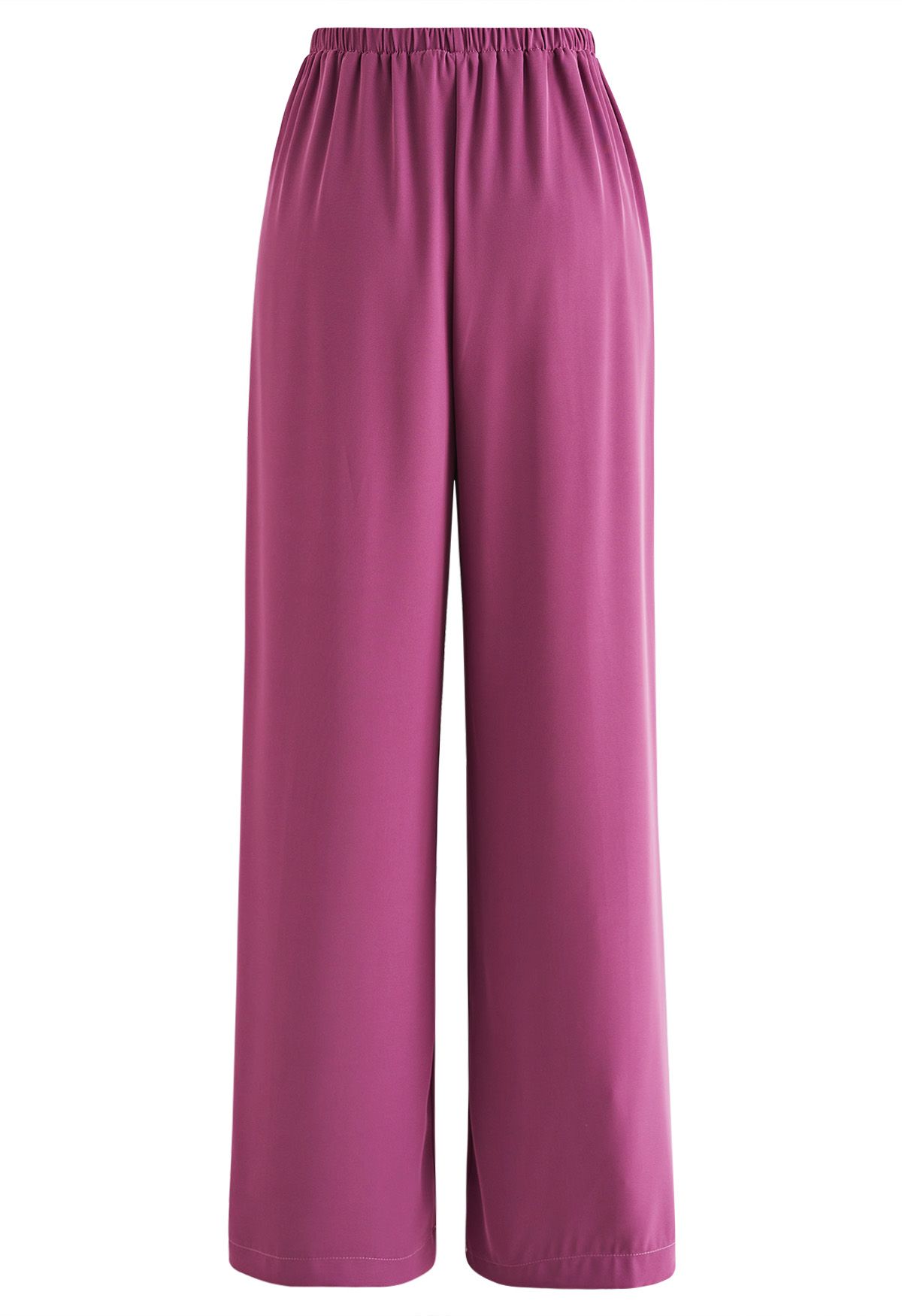 Pantalon à enfiler en satin lisse en magenta