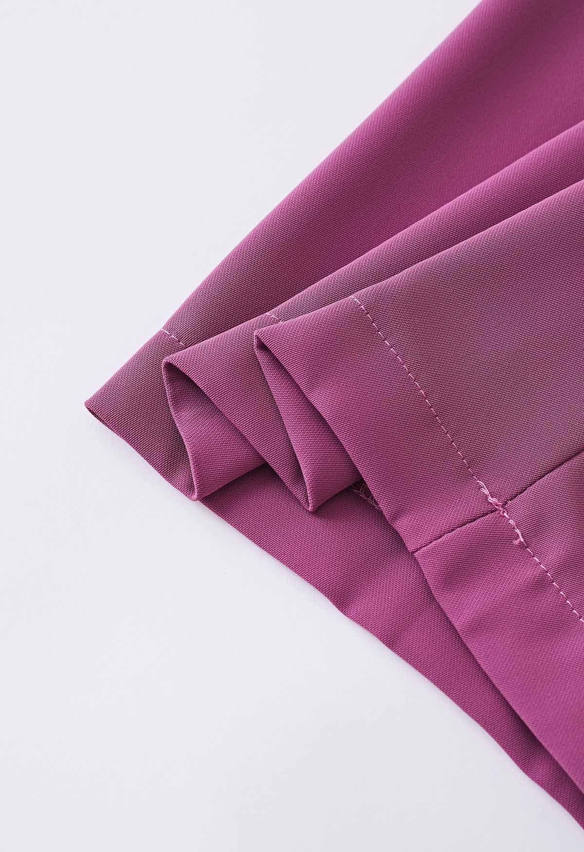 Pantalon à enfiler en satin lisse en magenta