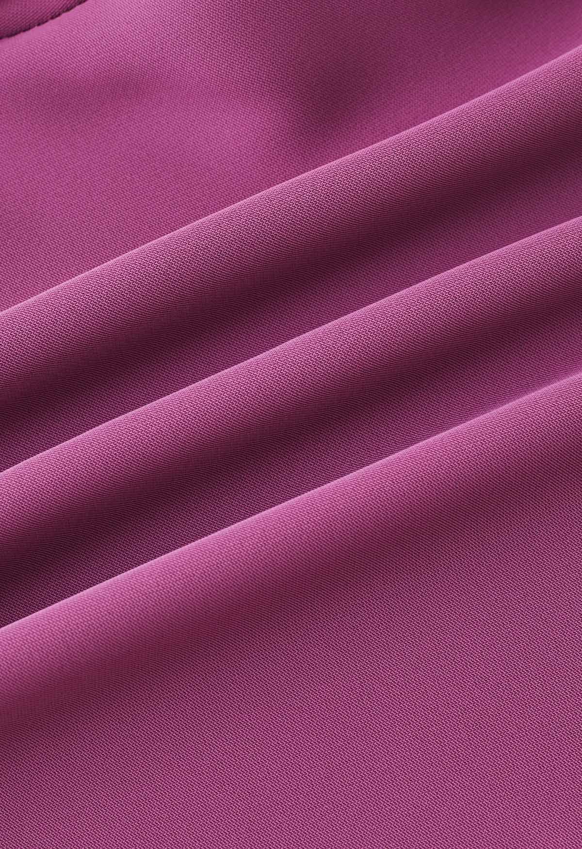 Pantalon à enfiler en satin lisse en magenta