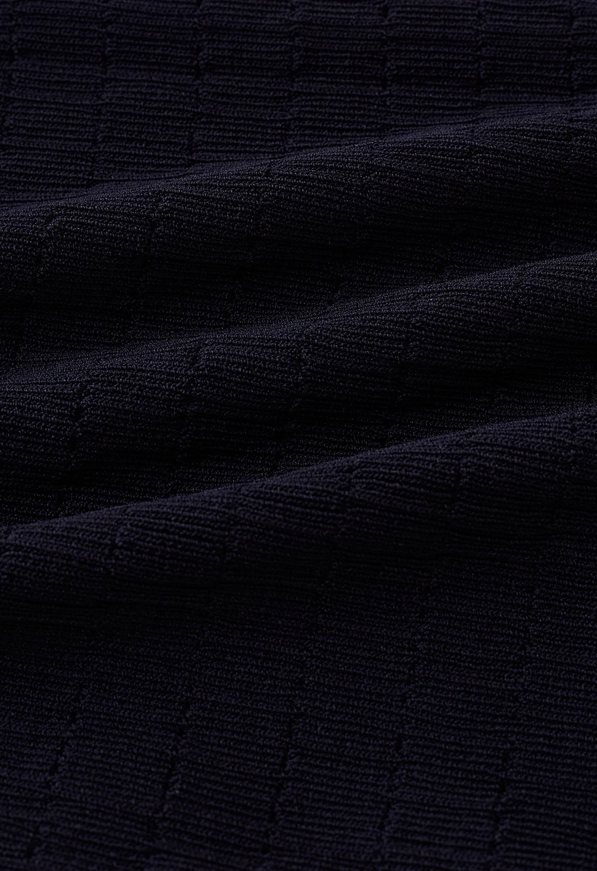 Robe camisole en tricot texturé de couleur unie en noir