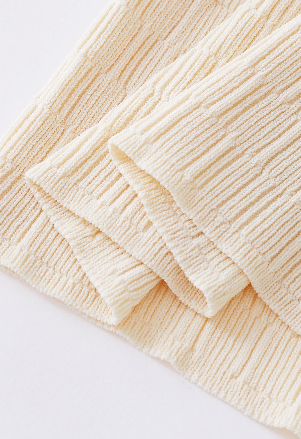 Robe camisole en tricot texturé de couleur unie en crème