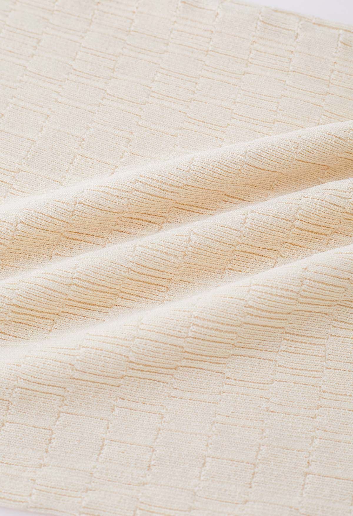 Robe camisole en tricot texturé de couleur unie en crème