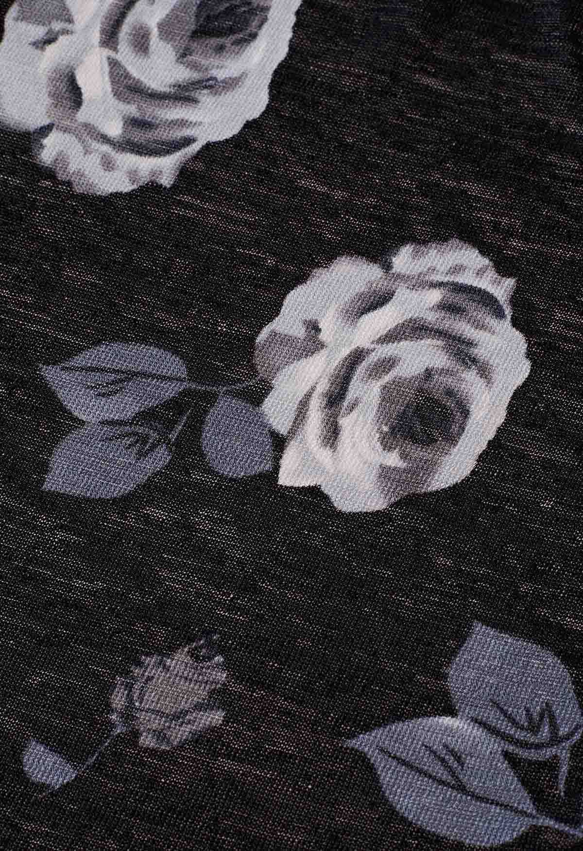 Crop top portefeuille à imprimé rose aquarelle en noir