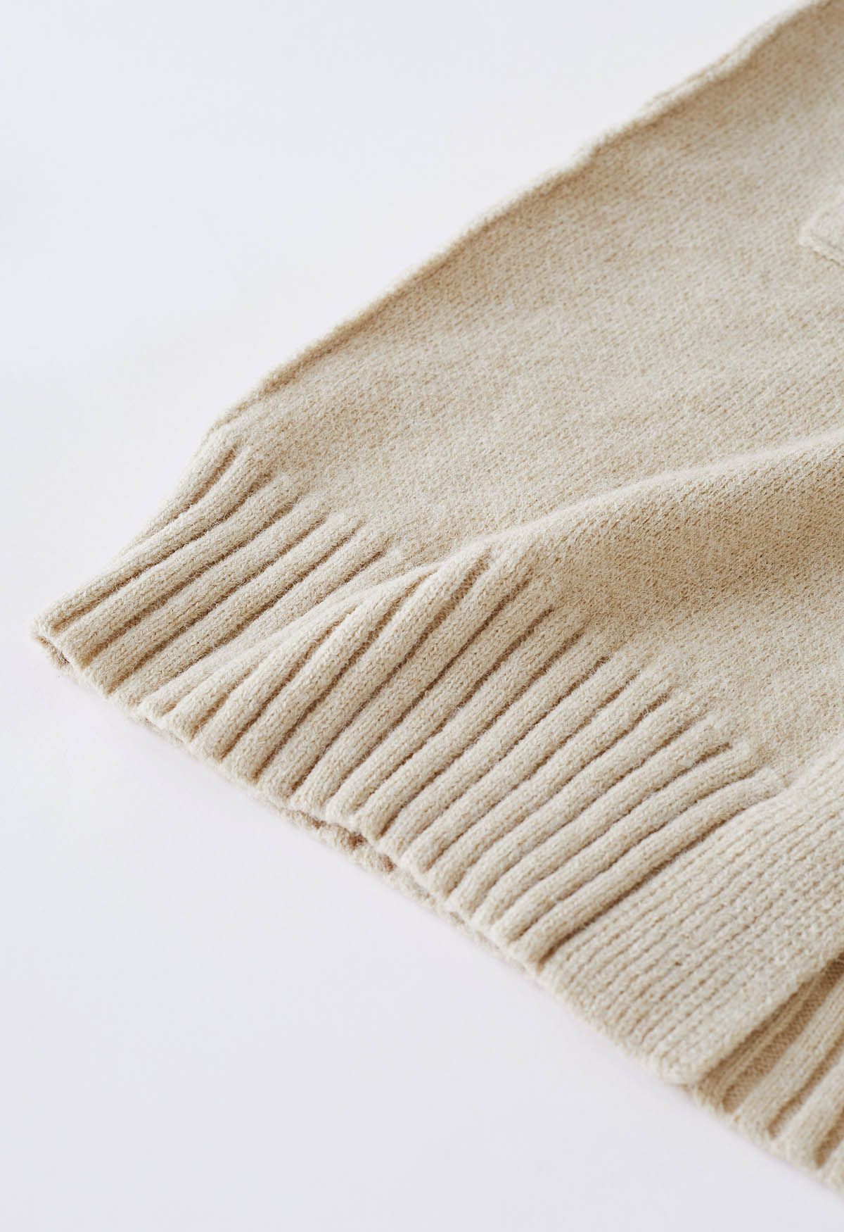 Cardigan décontracté en tricot surdimensionné ouvert sur le devant avec poches en beige clair