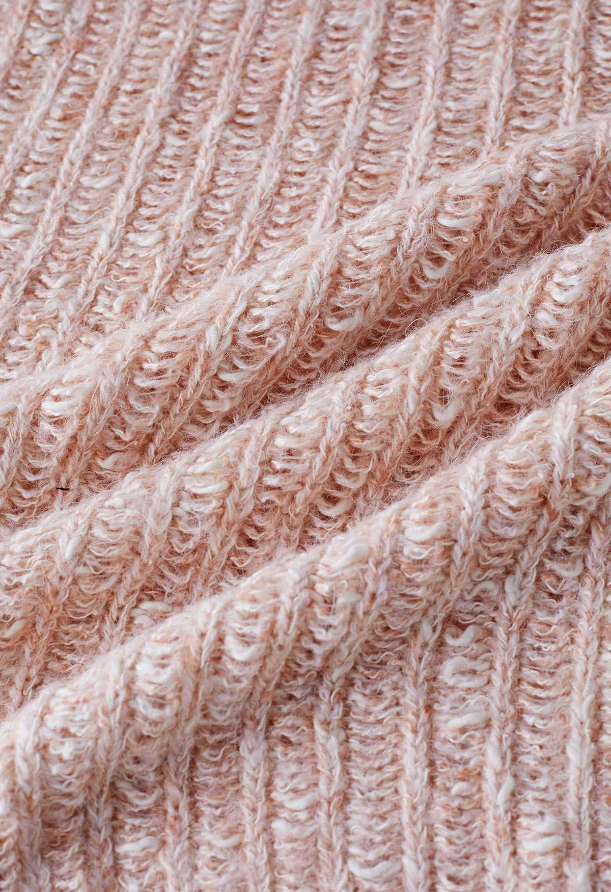 Pull en tricot déchiré à bords bruts en rose