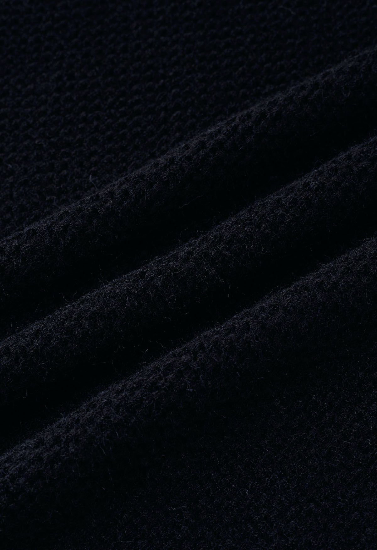 Cardigan en tricot gaufré à nouer avec col en noir