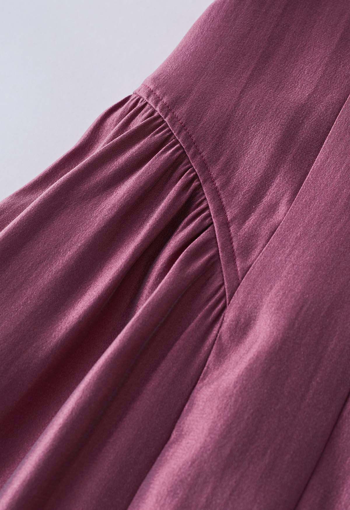 Robe caraco brillante à double cordes en violet