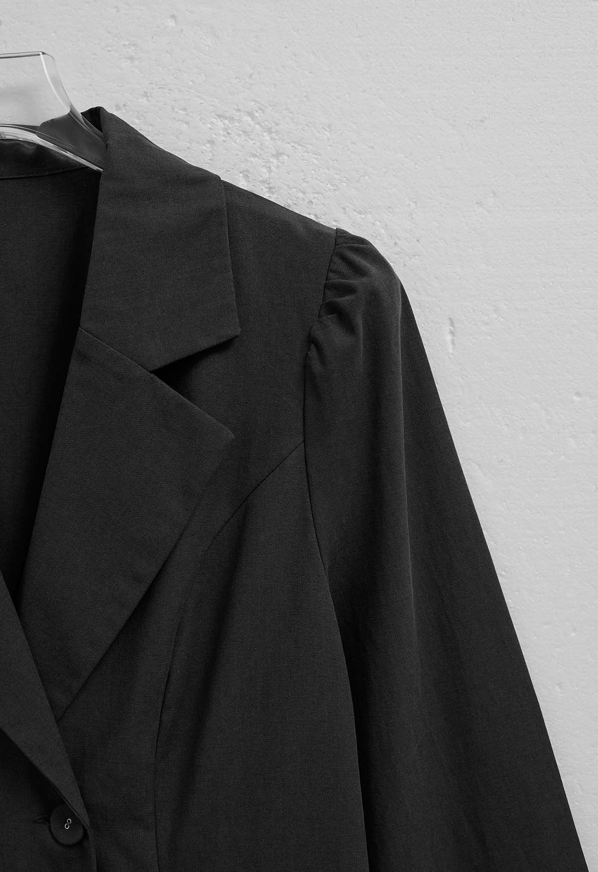 Robe blazer à faux col et revers cranté en noir