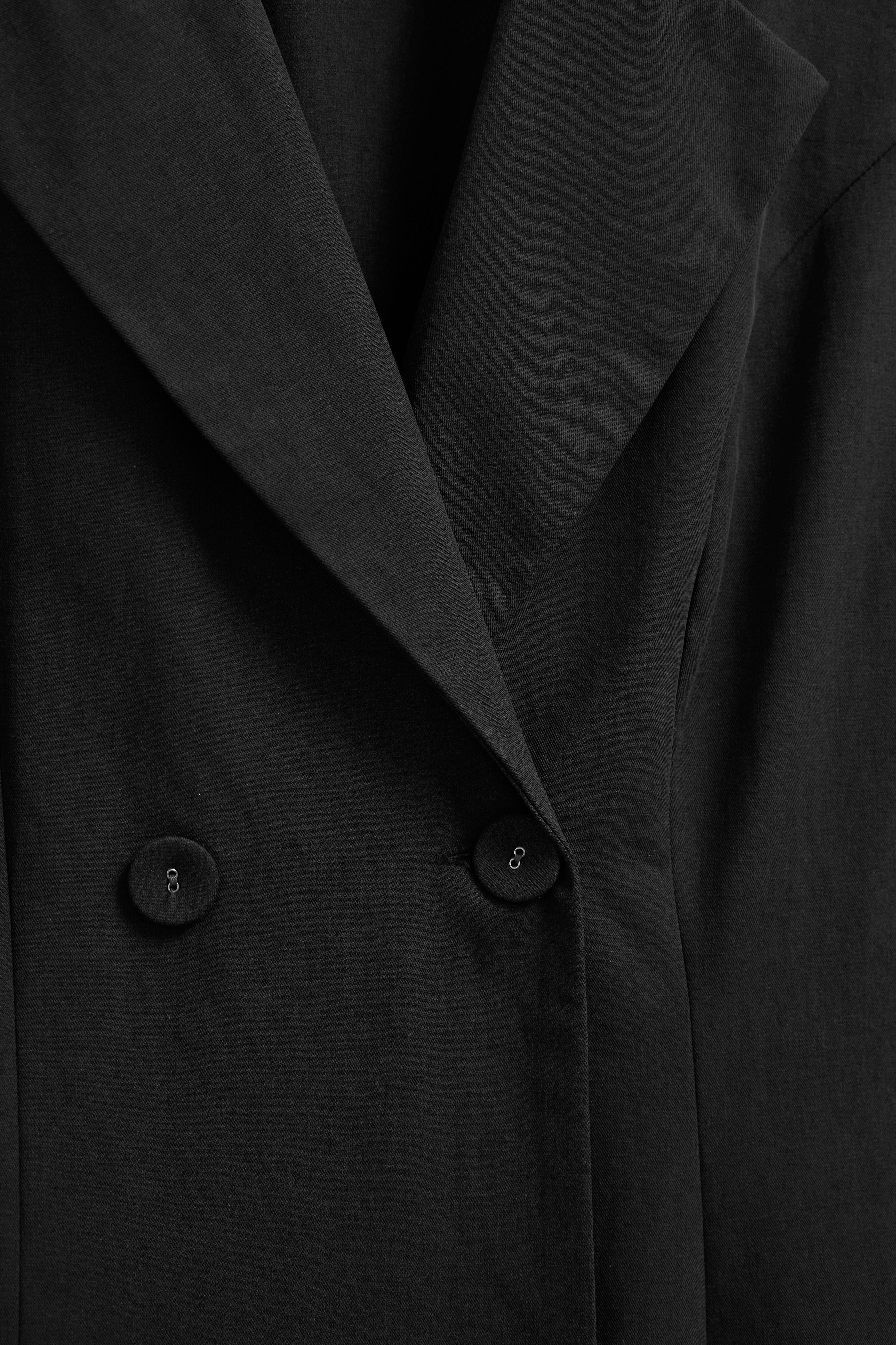 Robe blazer à faux col et revers cranté en noir