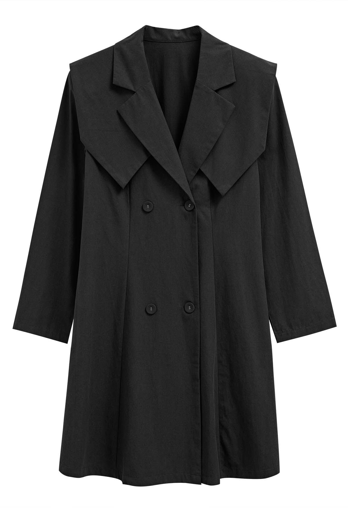 Robe blazer à faux col et revers cranté en noir