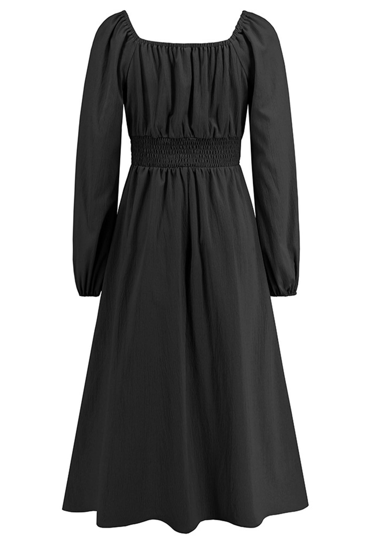 Robe midi nouée sur le devant à col en cœur en noir