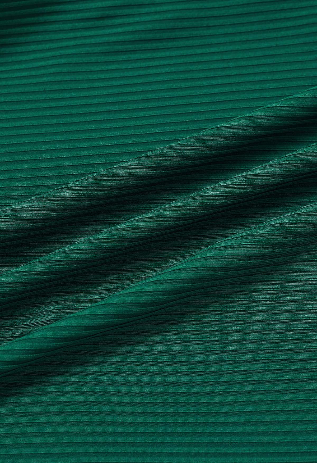 Robe sirène avec surplis et lien à la taille, vert foncé