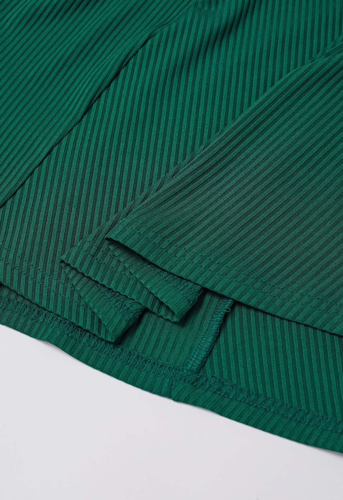 Robe sirène avec surplis et lien à la taille, vert foncé
