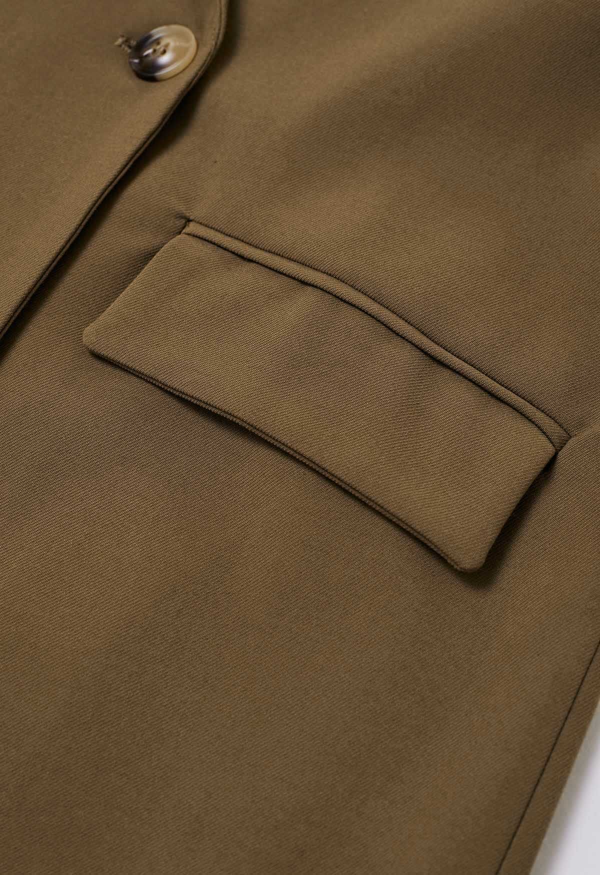 Manteau long ceinturé à double boutonnage tendance en marron