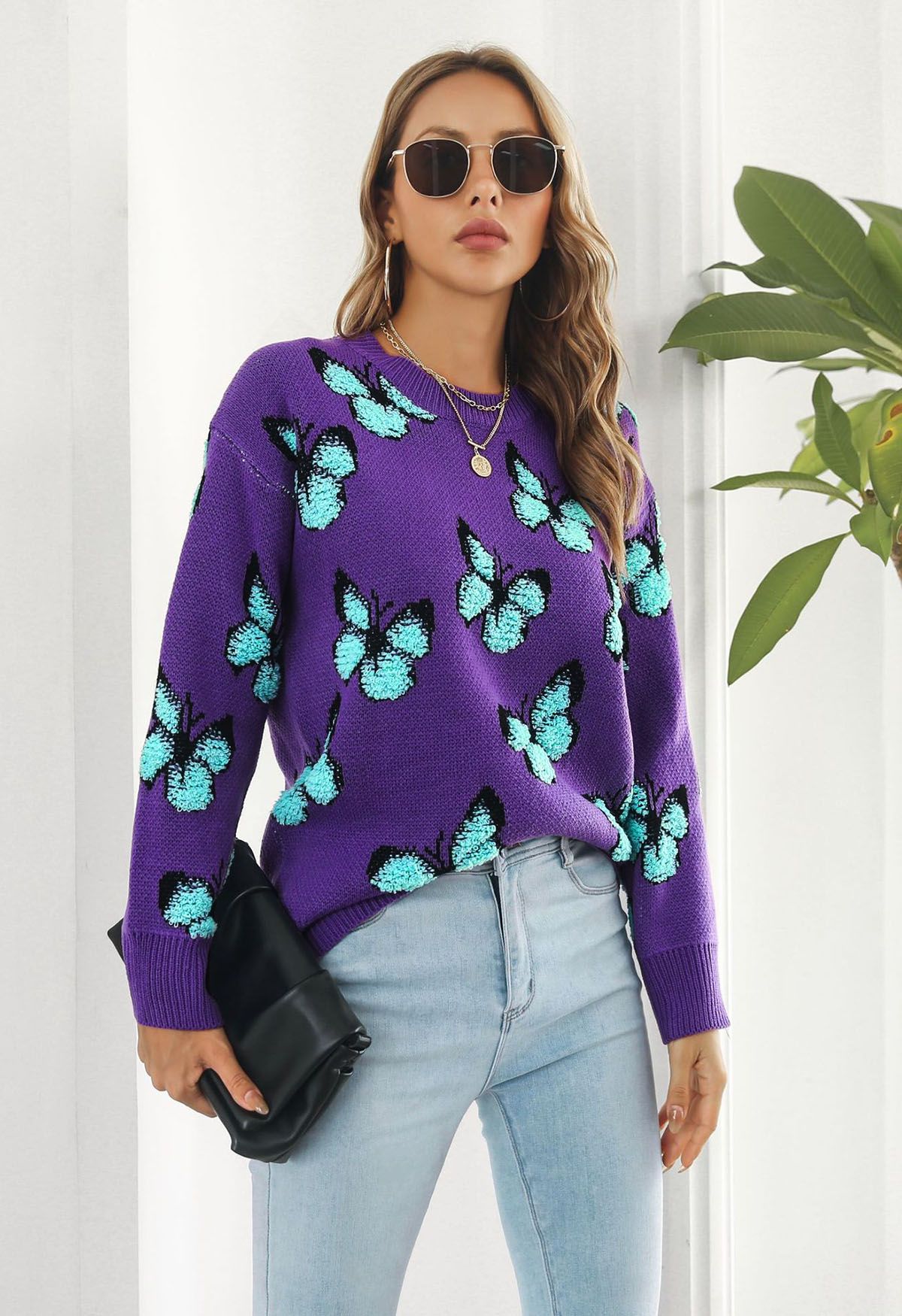 Pull en tricot côtelé Balletic Butterfly en violet