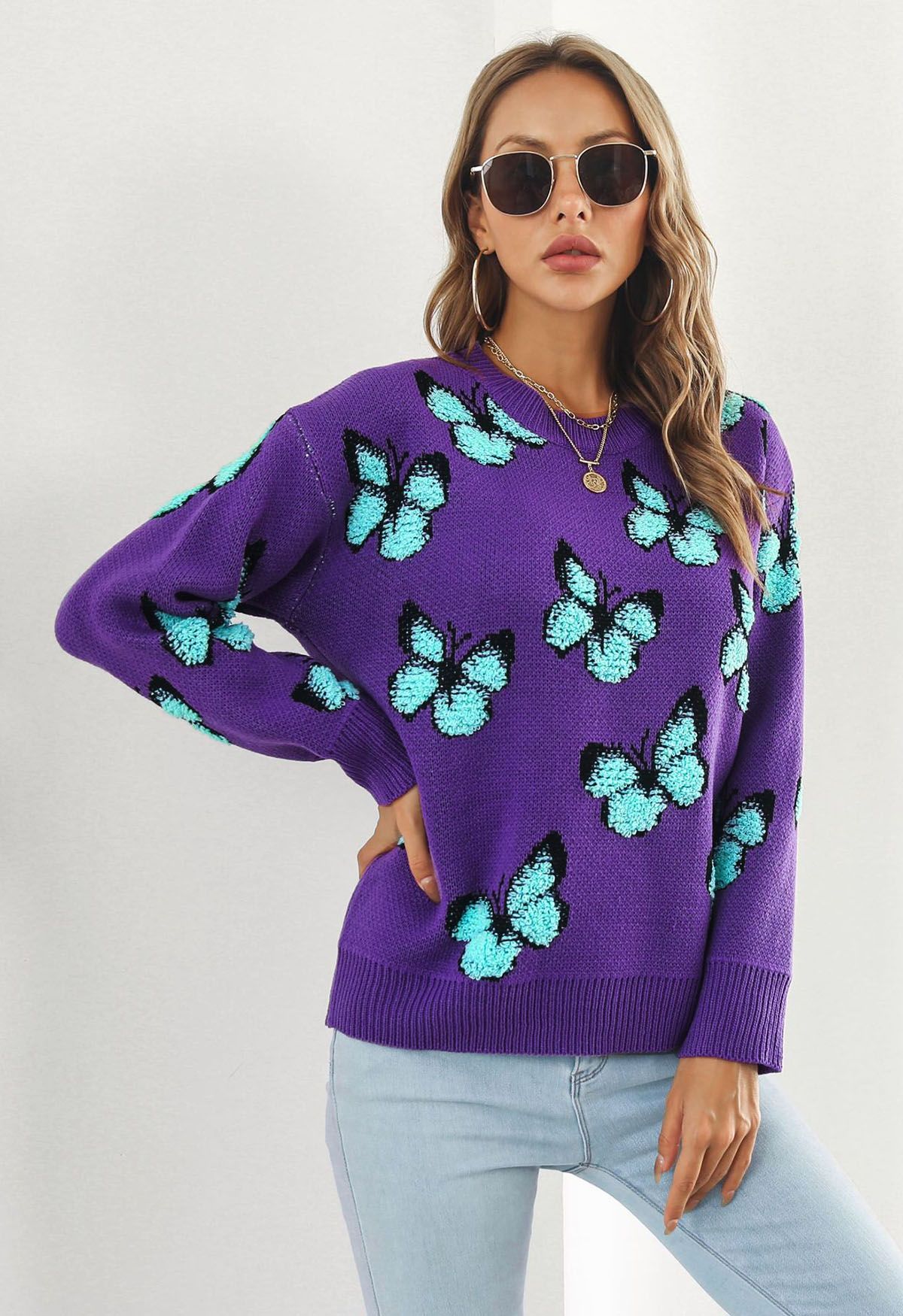Pull en tricot côtelé Balletic Butterfly en violet