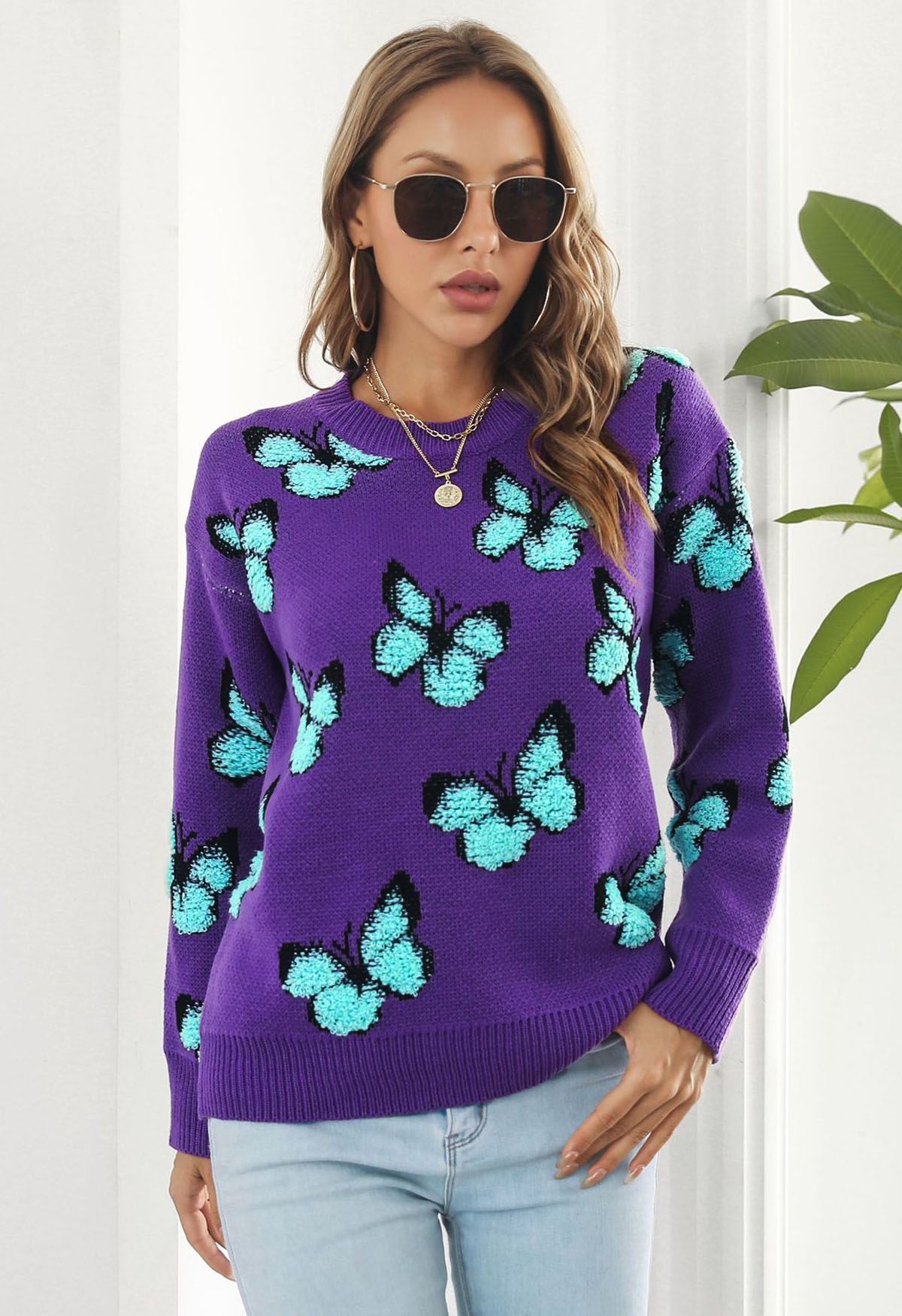 Pull en tricot côtelé Balletic Butterfly en violet