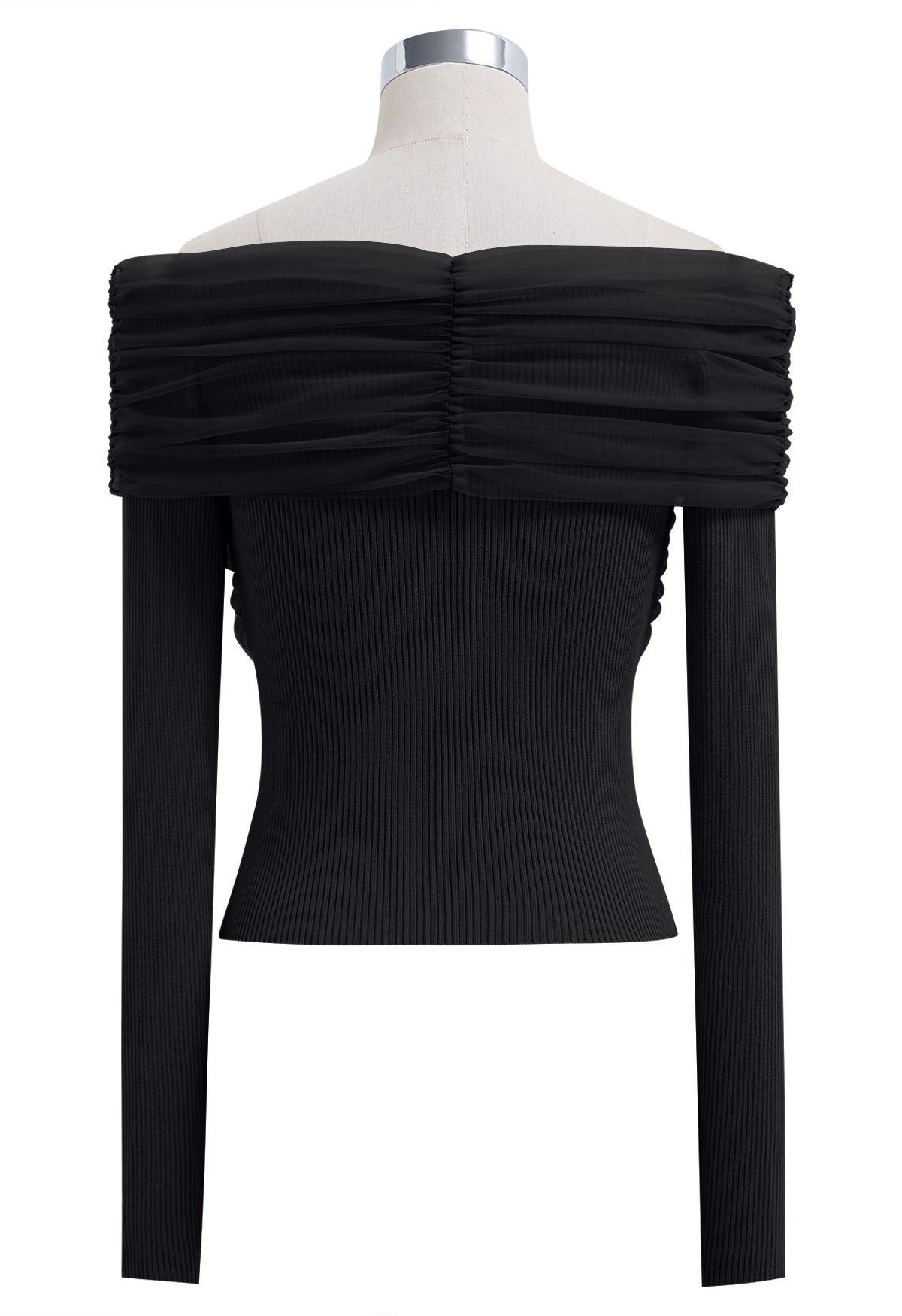 Haut en tricot épissé en maille à épaules dénudées en noir