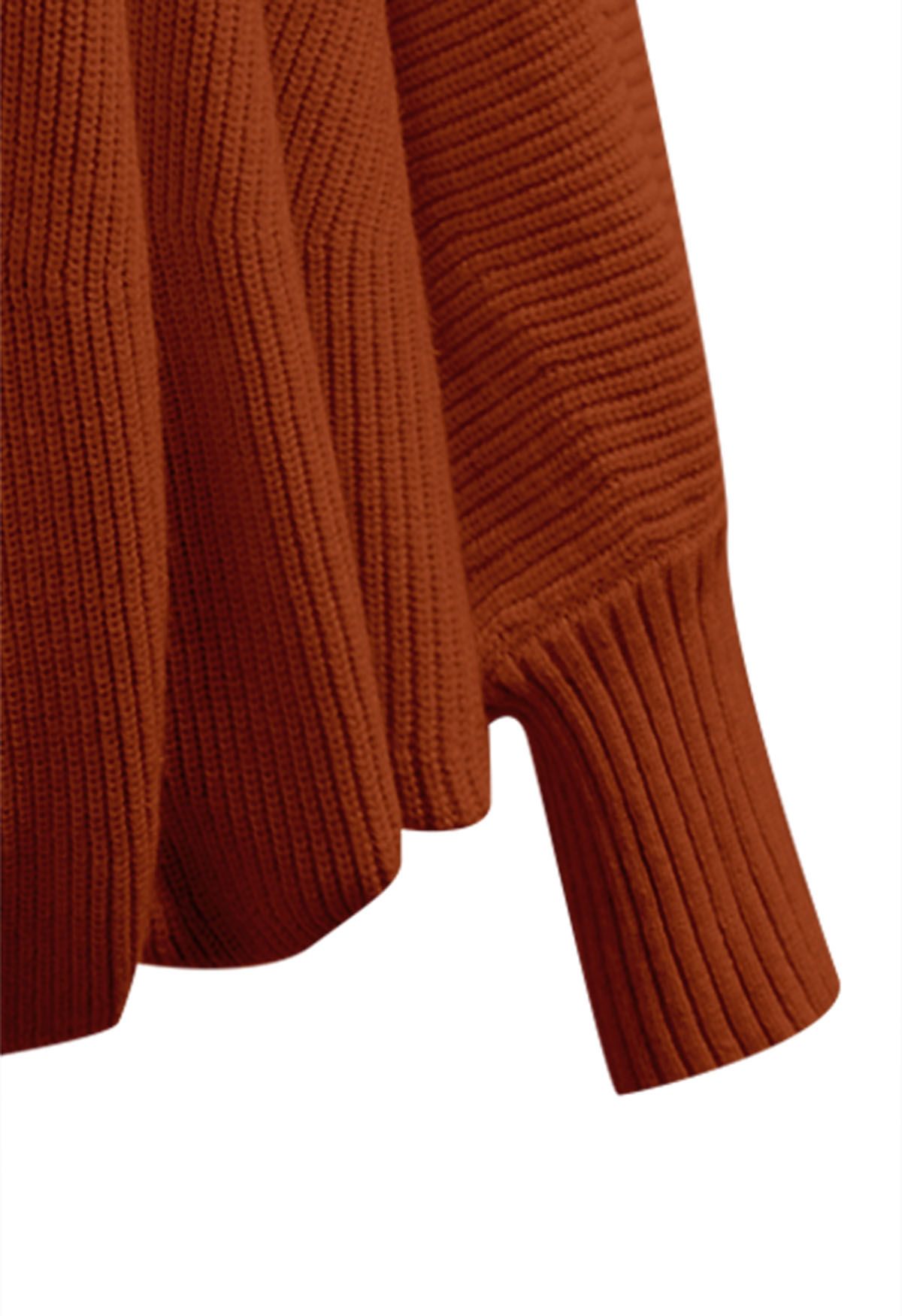 Cardigan en tricot ouvert sur le devant à manches chauve-souris en caramel